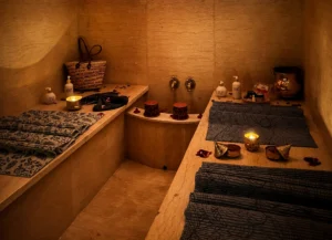 Warm steam room during a Moroccan hammam experience